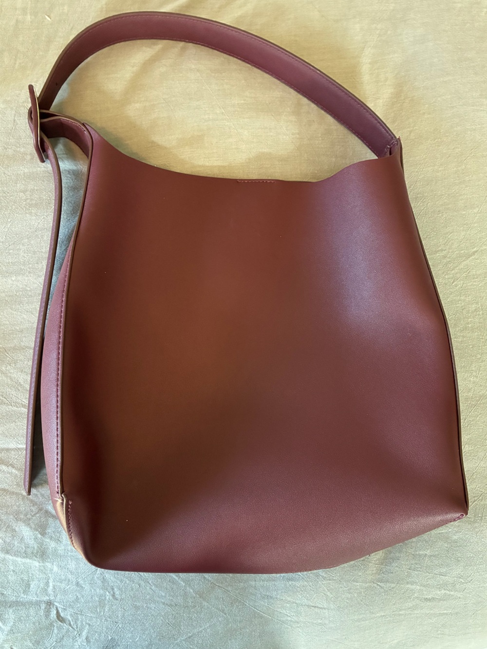 Mango Leather-Look Shoulder Bag in Burgundy